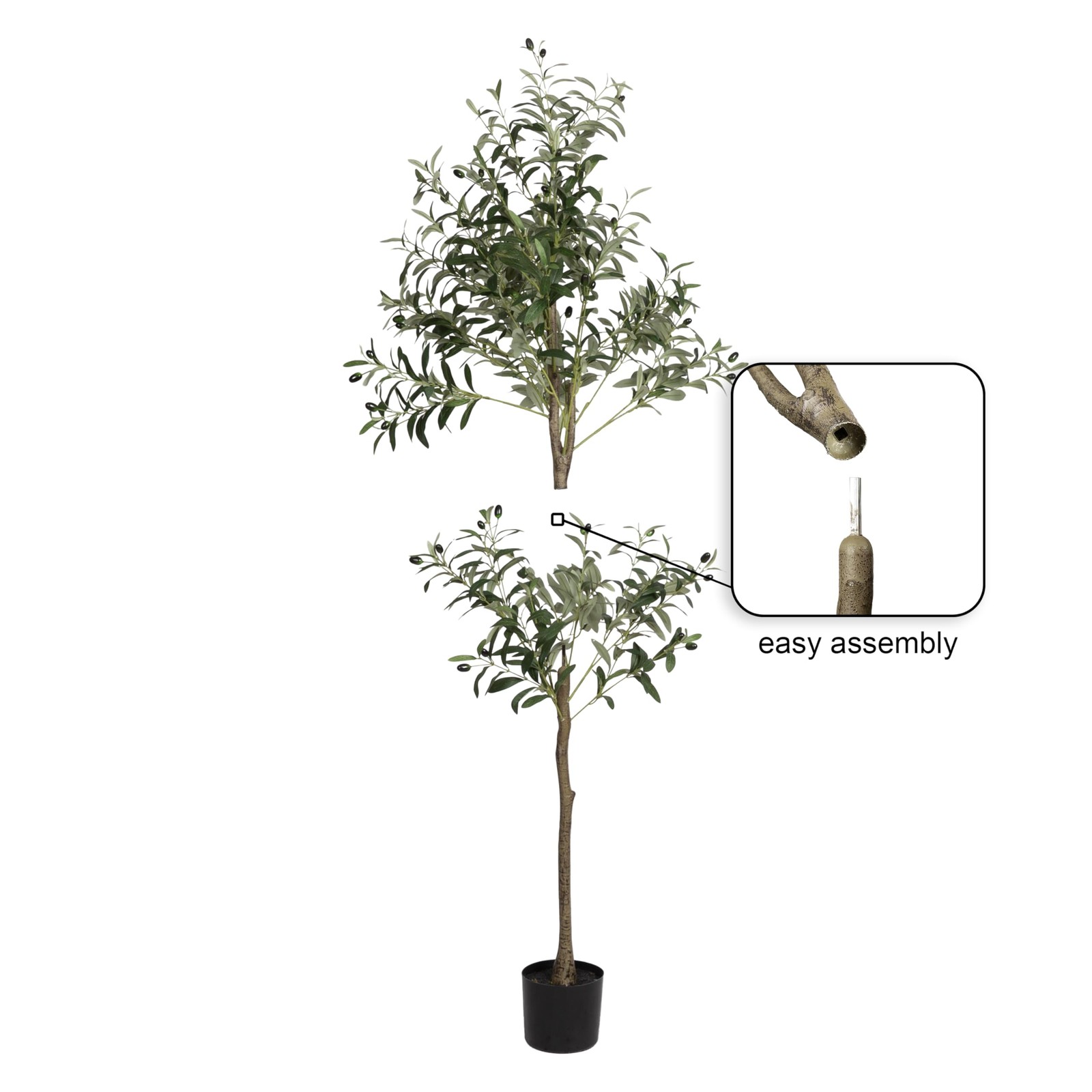 Oliveira Faux Olive Tree with Portell Metal Planter Pot, 5 FT, Antique Brass,…