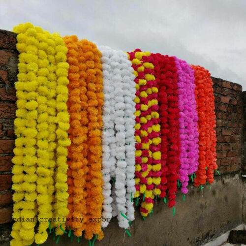 Indian Handmade Artificial Marigold Flower Garland Home Wedding Party Decoration