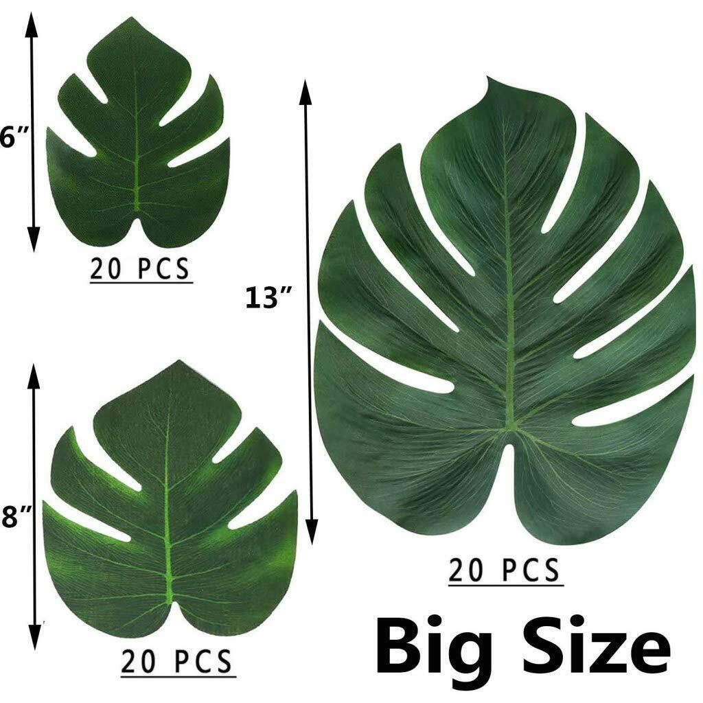 60 pc Artificial Palm Leaves Tropical Plant Fuax Palm Party, Hawaiian Luau