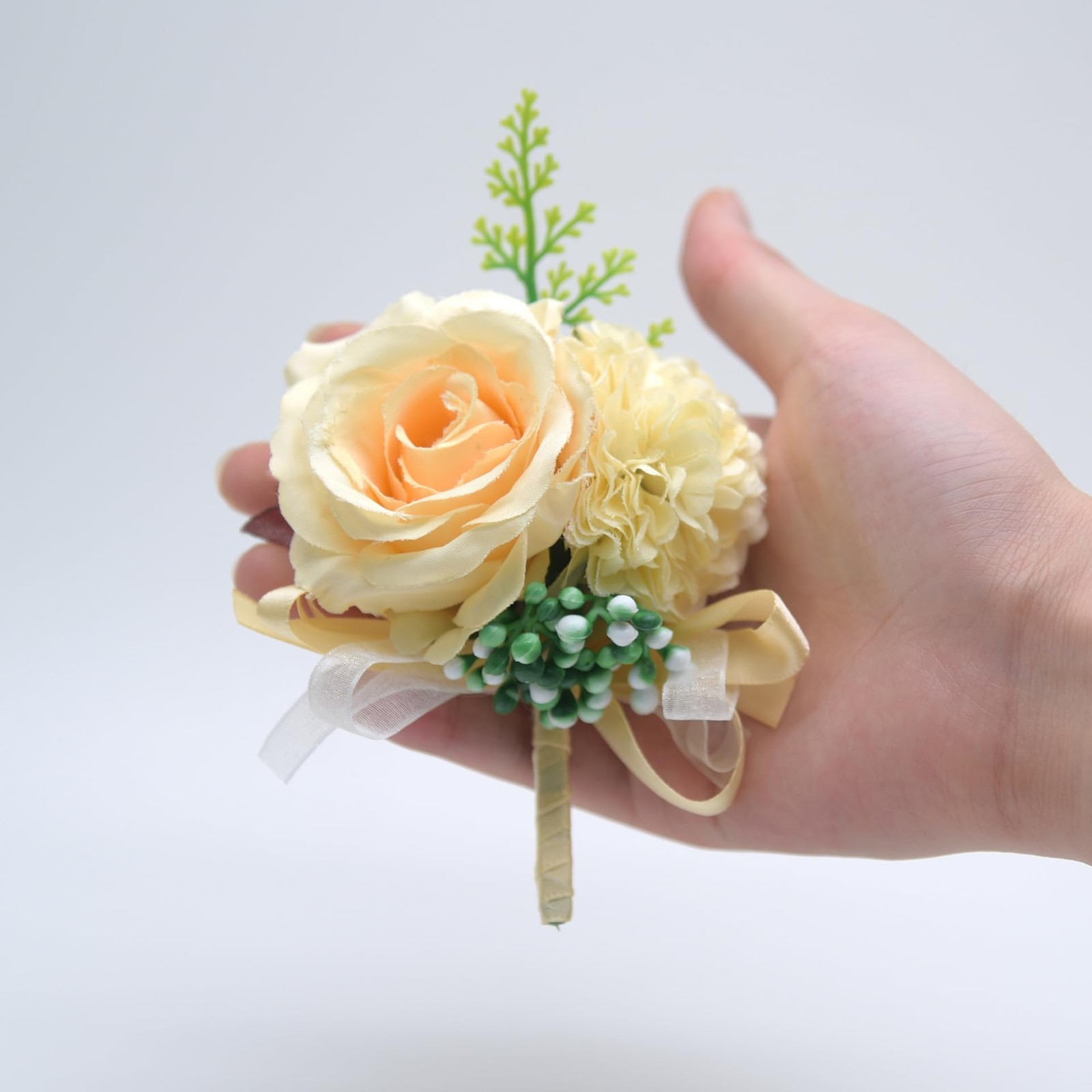 Rose Flower Wrist Corsage Boutonniere Set Handmade Artificial Corsage Set Bri…