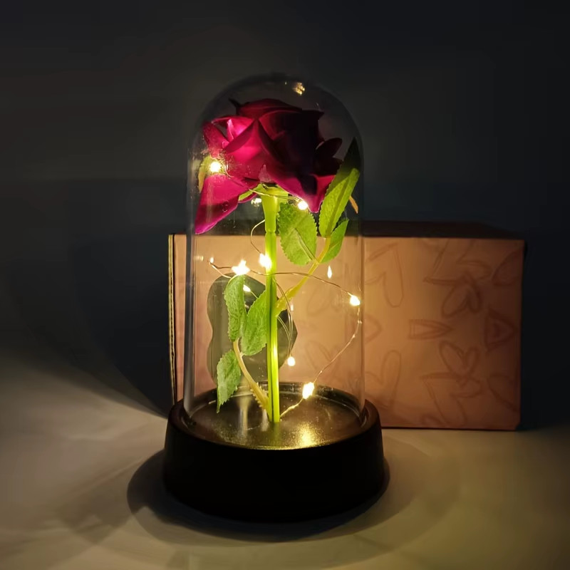 Wedding Birthday Valentine Day Gift Eternal Rose Flower Colorful Luminous Orname