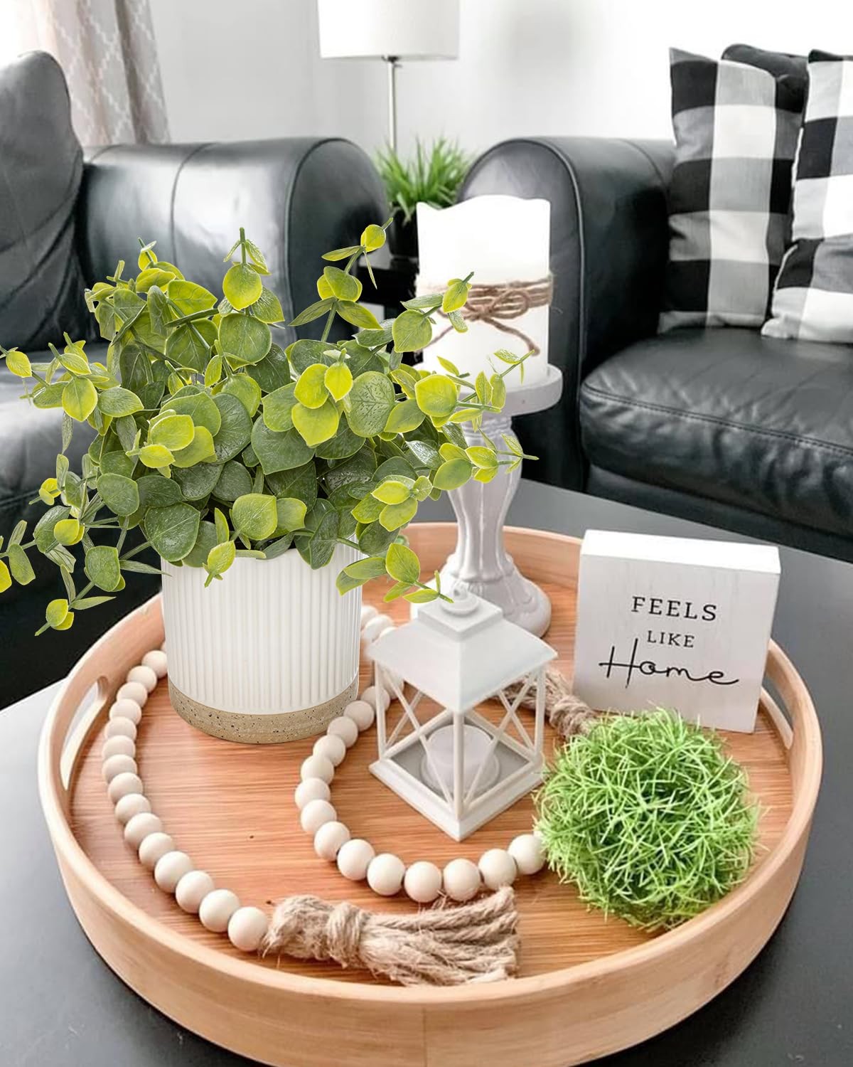Small Fake Plants Eucalyptus Plants with Ceramic Pot