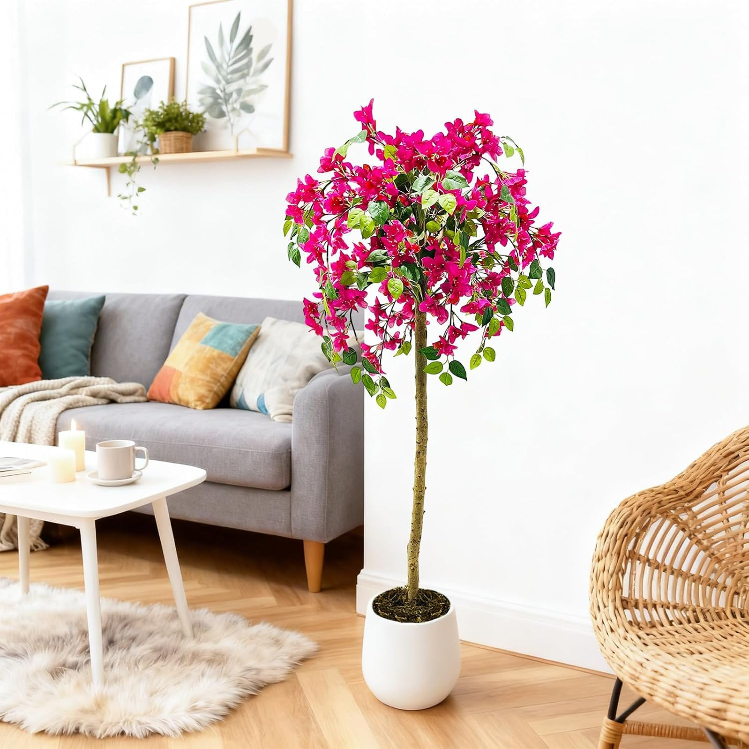 4FT Pink Bougainvillea Tree – UV-Protected Faux Plant for Indoor & Outdoor Use