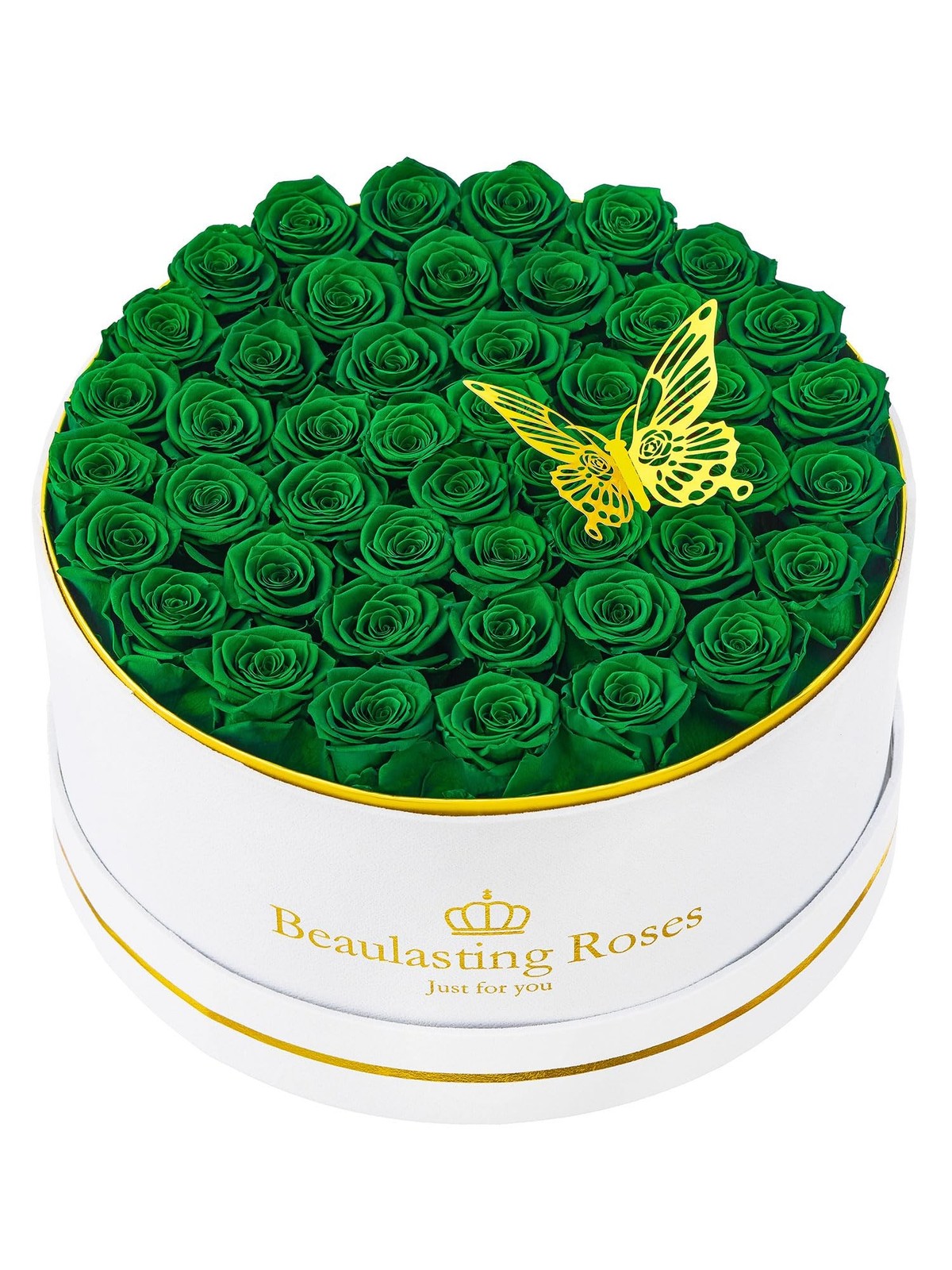 Beaulasting 47 Preserved Green Roses in a Box
