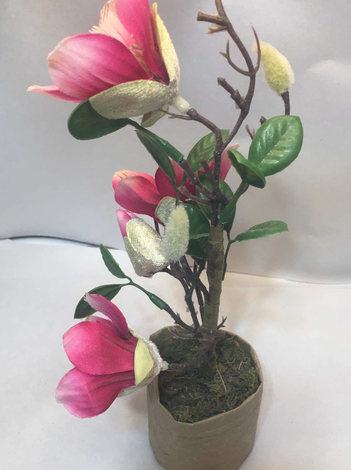 Artificial Japanese Magnolia Flowers in Paper Pot