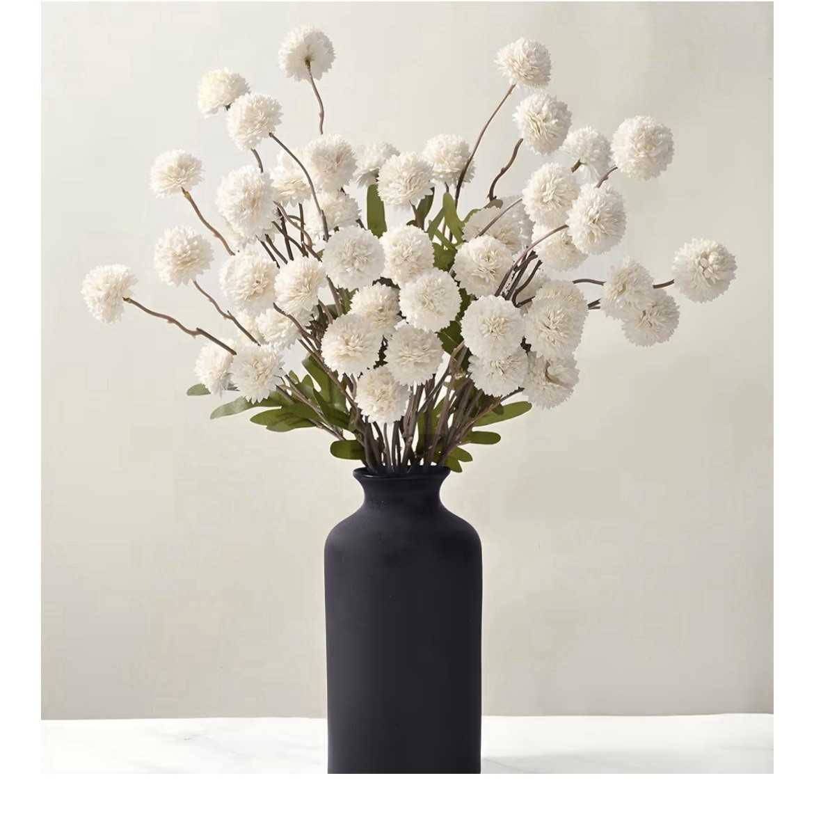 10pcs Fake Silk Pompon Mum Artificial Flowers, Bulk Faux Mini Chrysanthemums