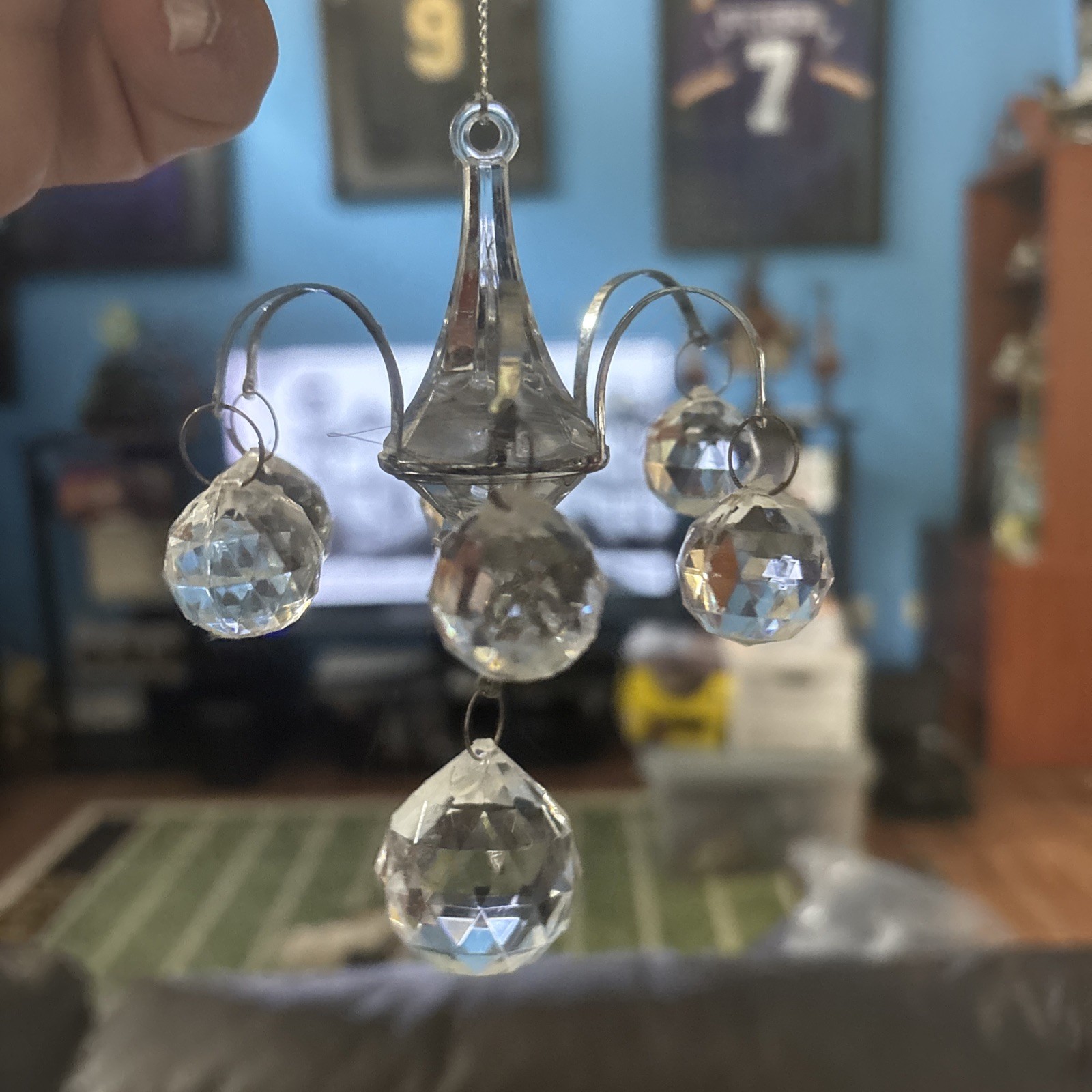 Lot of 8 Vintage Clear Crystal Chandelier Ornament Hanging Decoration Christmas