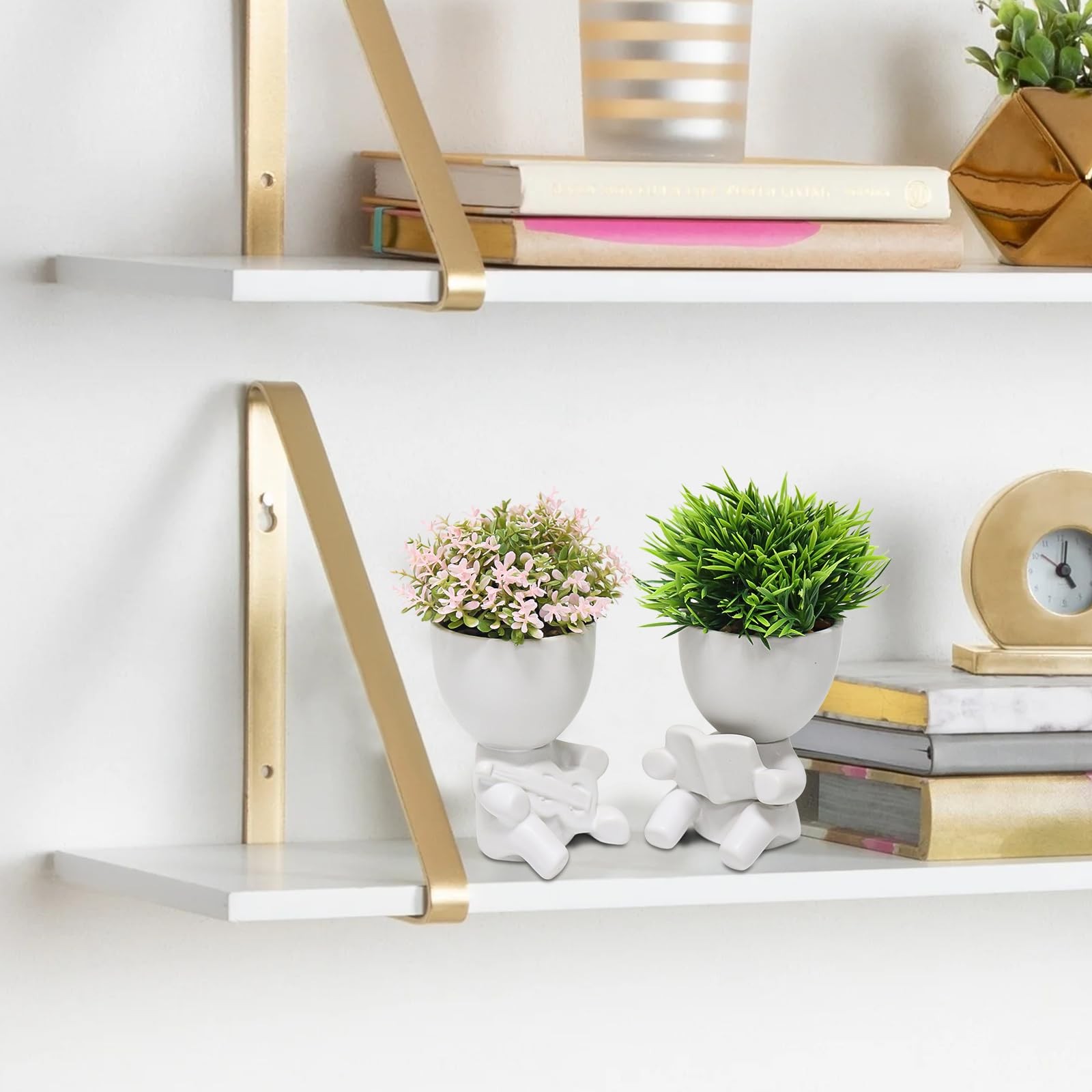 2 PCS Fake Succulent Plants Mini Desk Plant for Office Bathroom Decor Cute