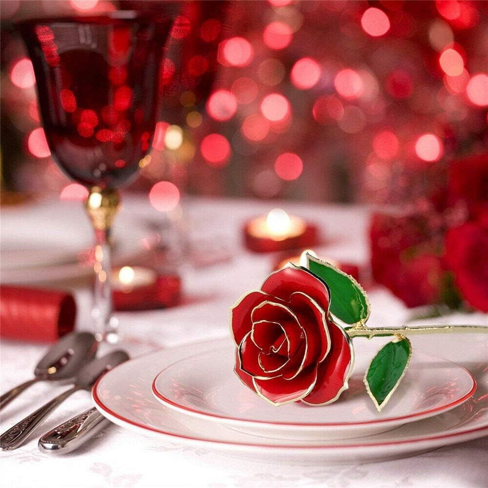 Valentines Day Gifts for Her, Real Rose Dipped in 24K Gold, Preserved Rose Flowe