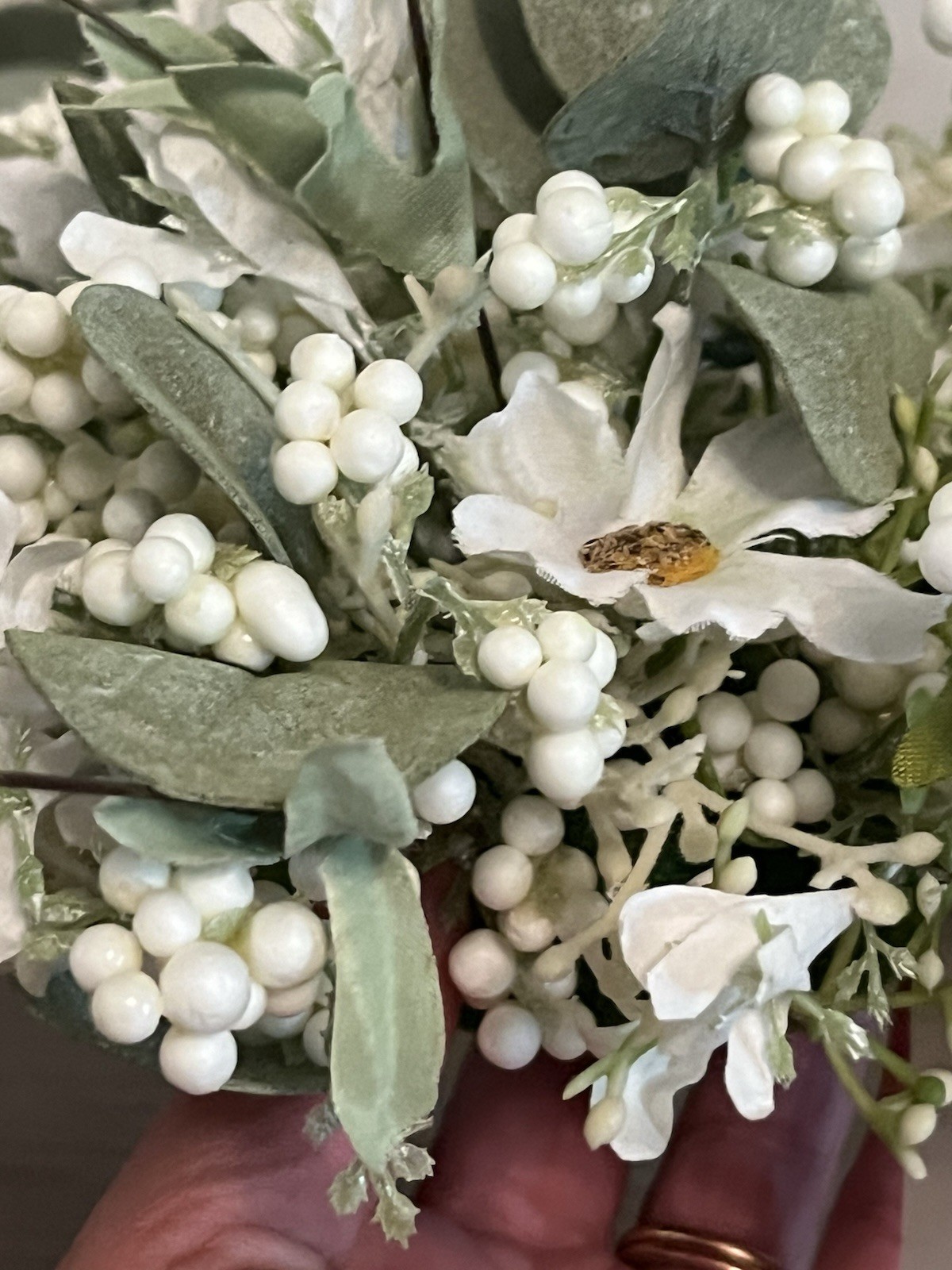 Eucalyptus And Berries Floral Centerpiece Filler White Green Country Farmhouse