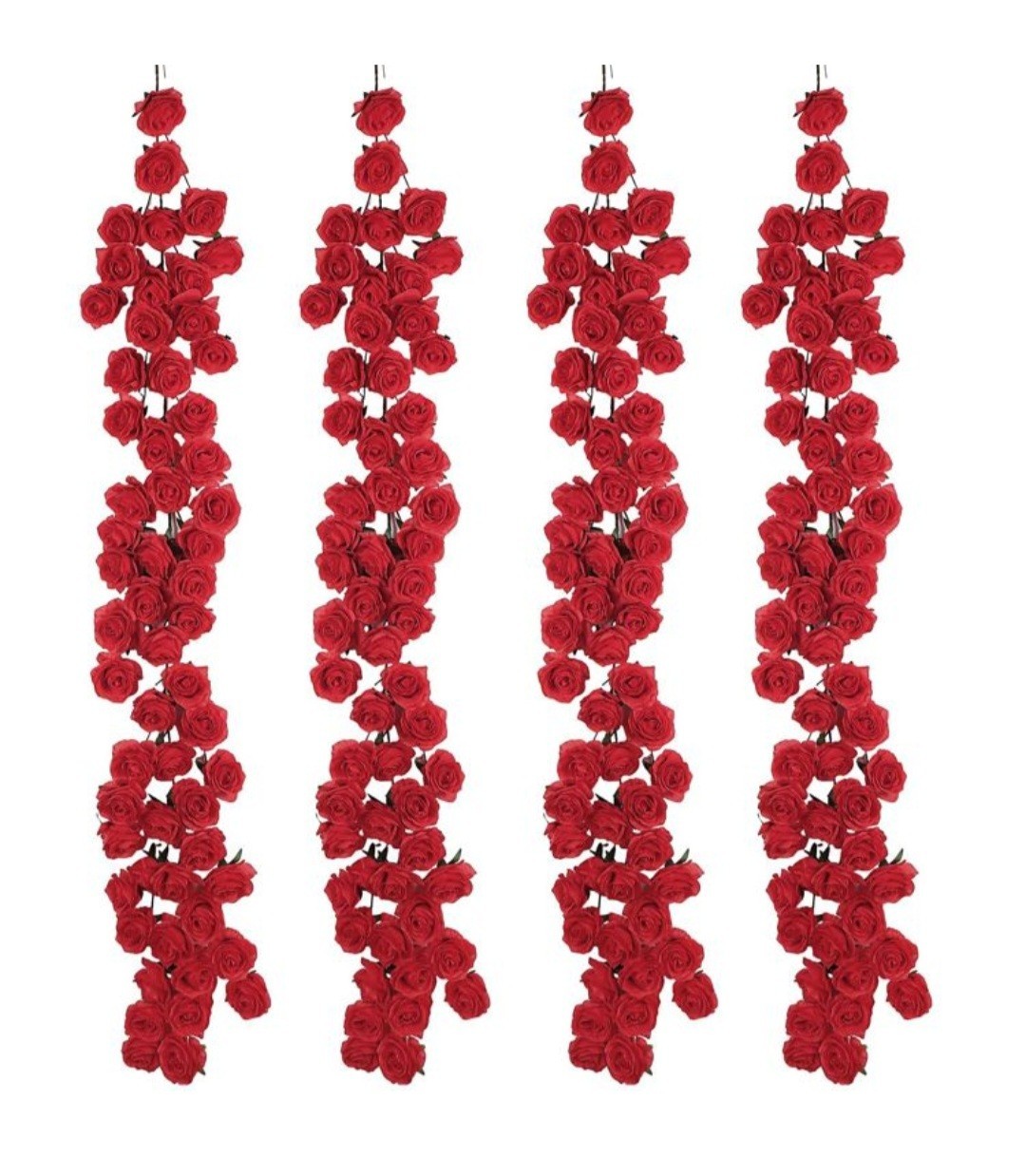 Daifunli 4PCS Red Artificial Rose Vine Garland Wedding Party Decor