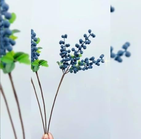 Artificial Blueberry Stems with Berries, Blue Christmas Fruit Decor, DIY Flor…