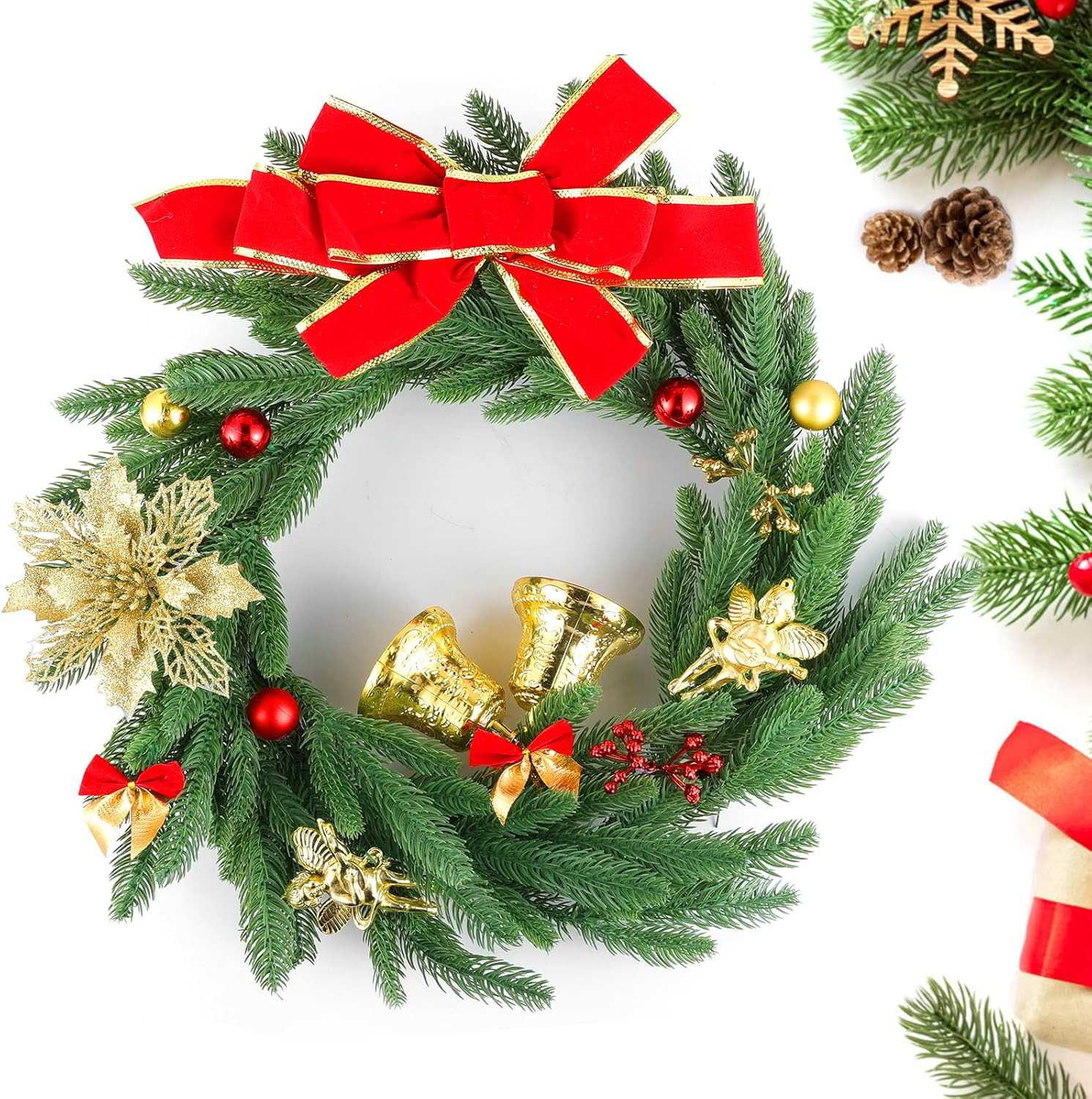 50 Pcs Artificial Pine Branches Christmas Greenery Plants Pine Needles DIY Cedar