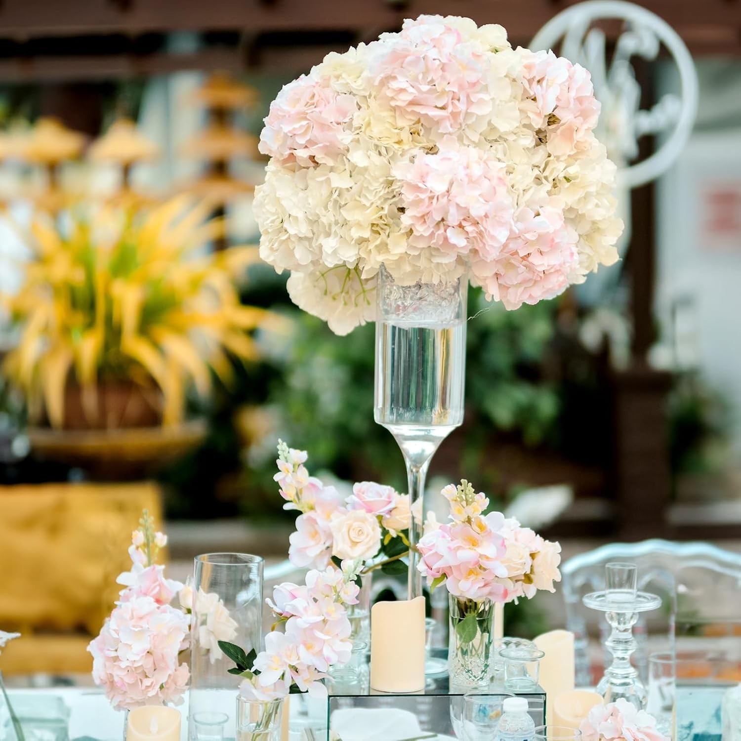 Artificial Hydrangea Flowers Silk Stems 26pcs for Wedding Party Home Decor