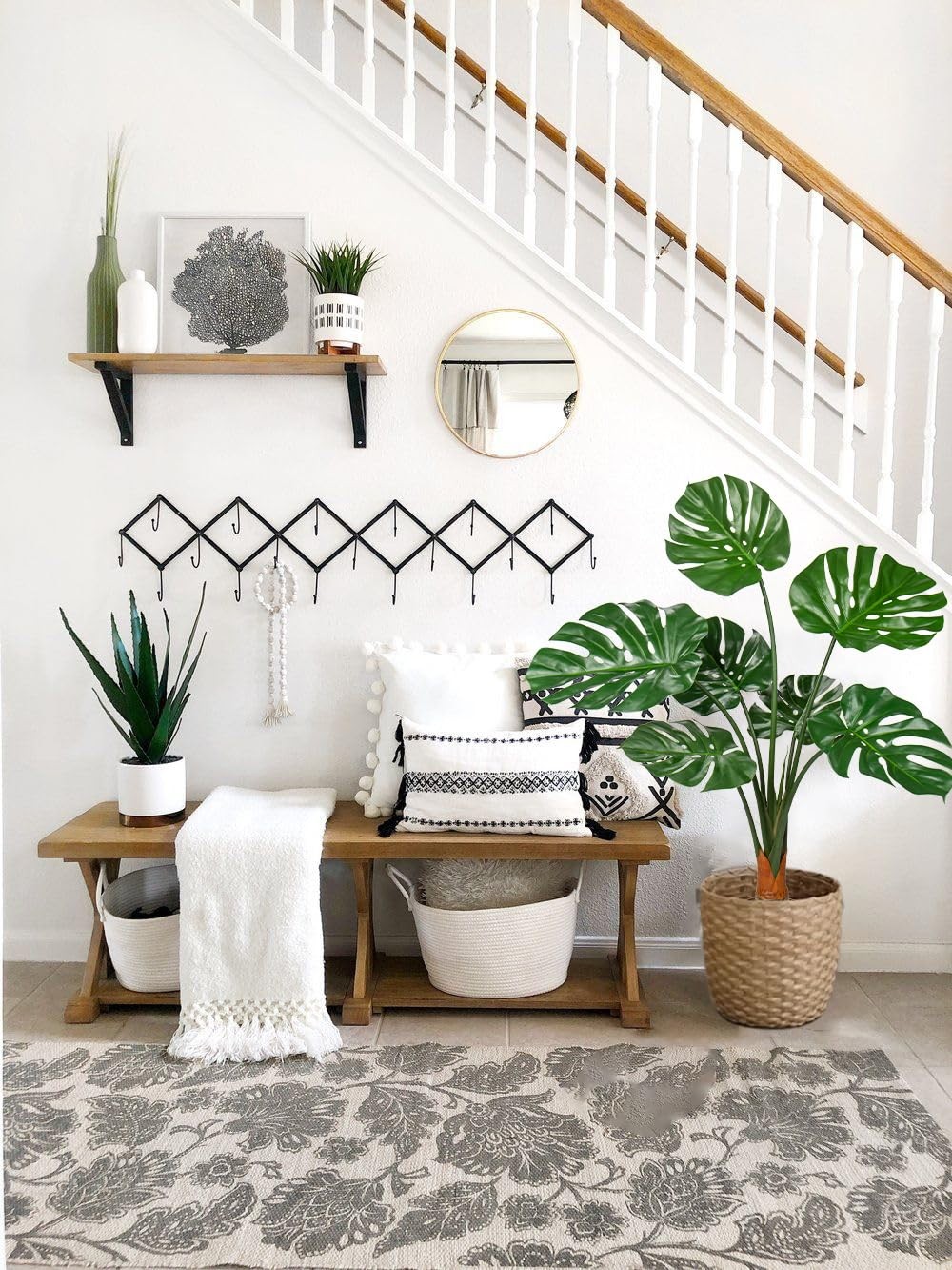New Best 2Pack Large Fake Plant 36″ Faux Monstera UV Resistant Floor Realistic