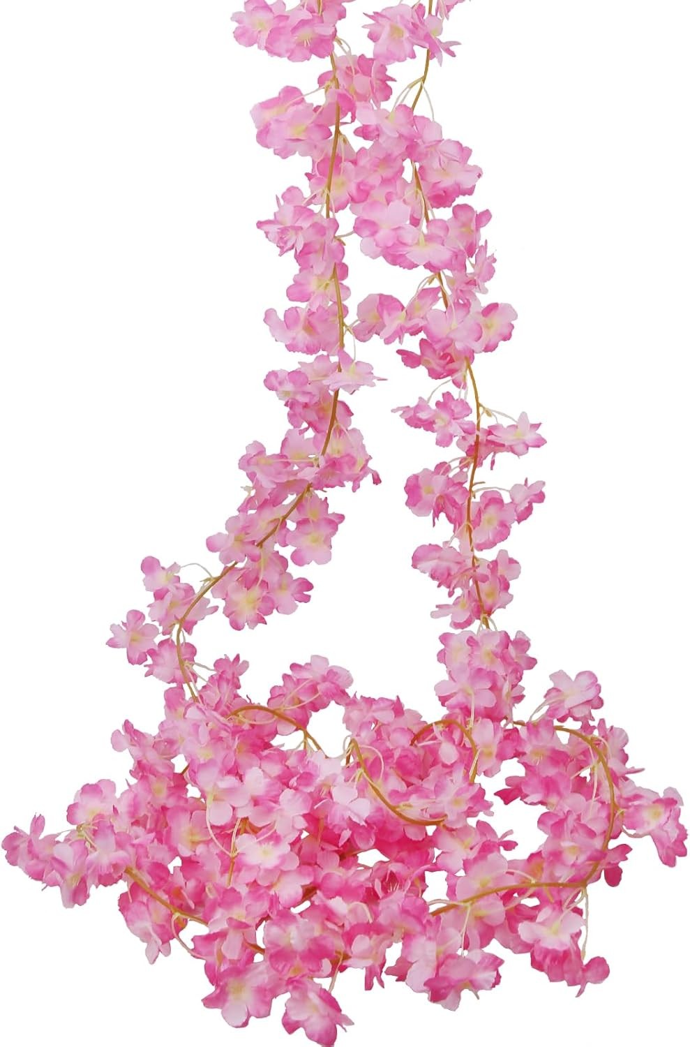 2 Pcs Artificial Cherry Blossom Flower Vines Cherry Blossom Garland 18.48 Ft Han