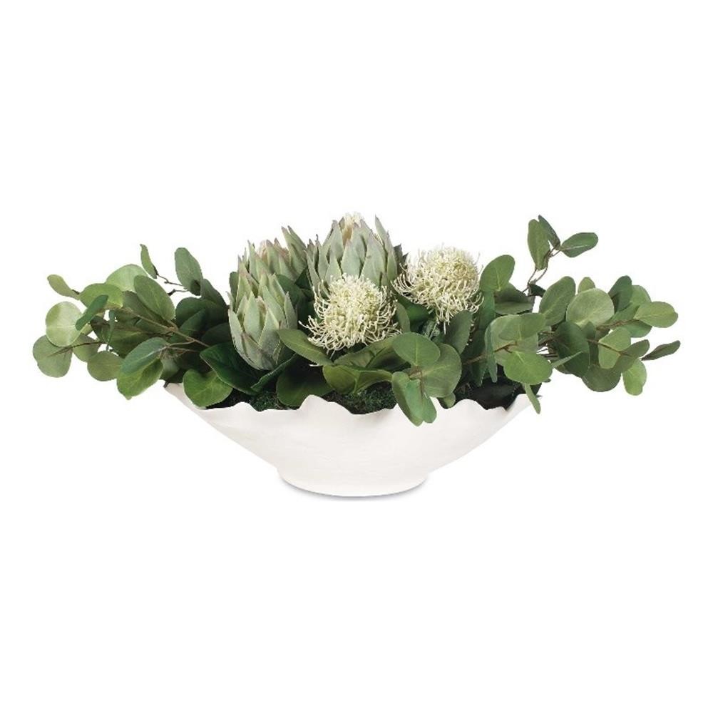 Pemberly Row Lifelike Succulent Centerpiece Arrangement with White Bowl