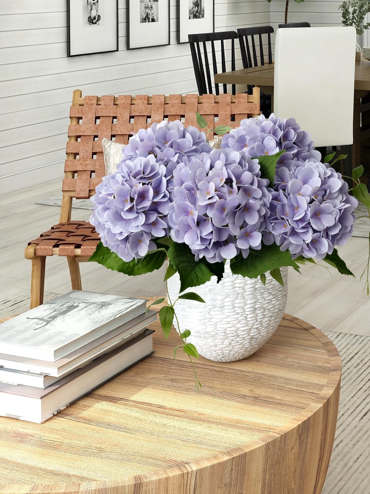 Pale Purple Hydrangea Artificial Flowers 19.6″ 4pcs Fake Real Touch Large Faux H