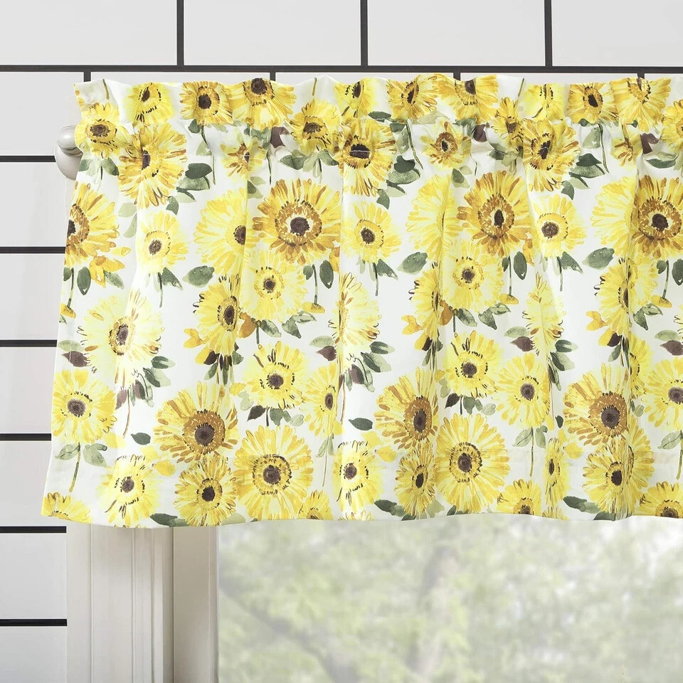 Sunflower Print Semi-Sheer 36″W x 54″L (Pack of 1), Yellow