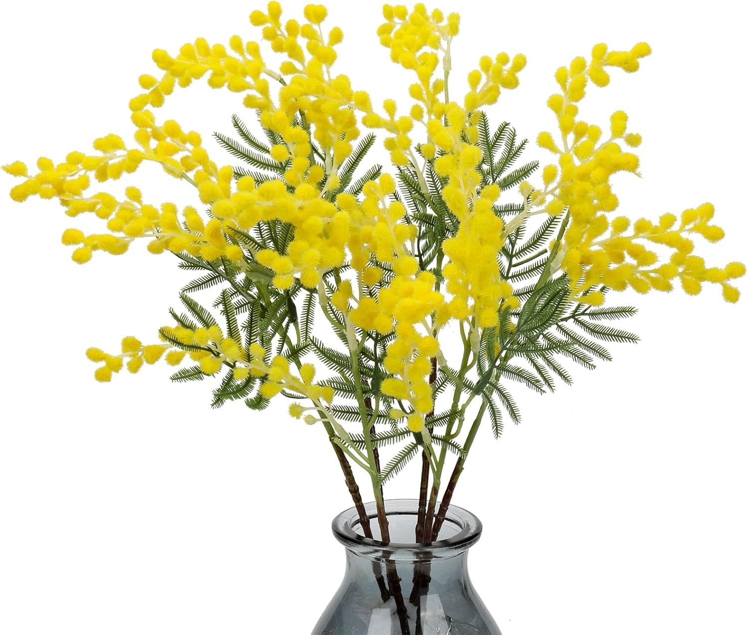 Artificial Mimosa Flowers 16.5″ 6PCS Yellow And White Acacia Spring Stems