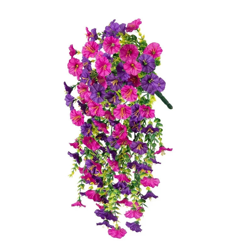 1PC Artificial Morning Glory Vines UV Resistant Hanging Flowers Outdoor Decor