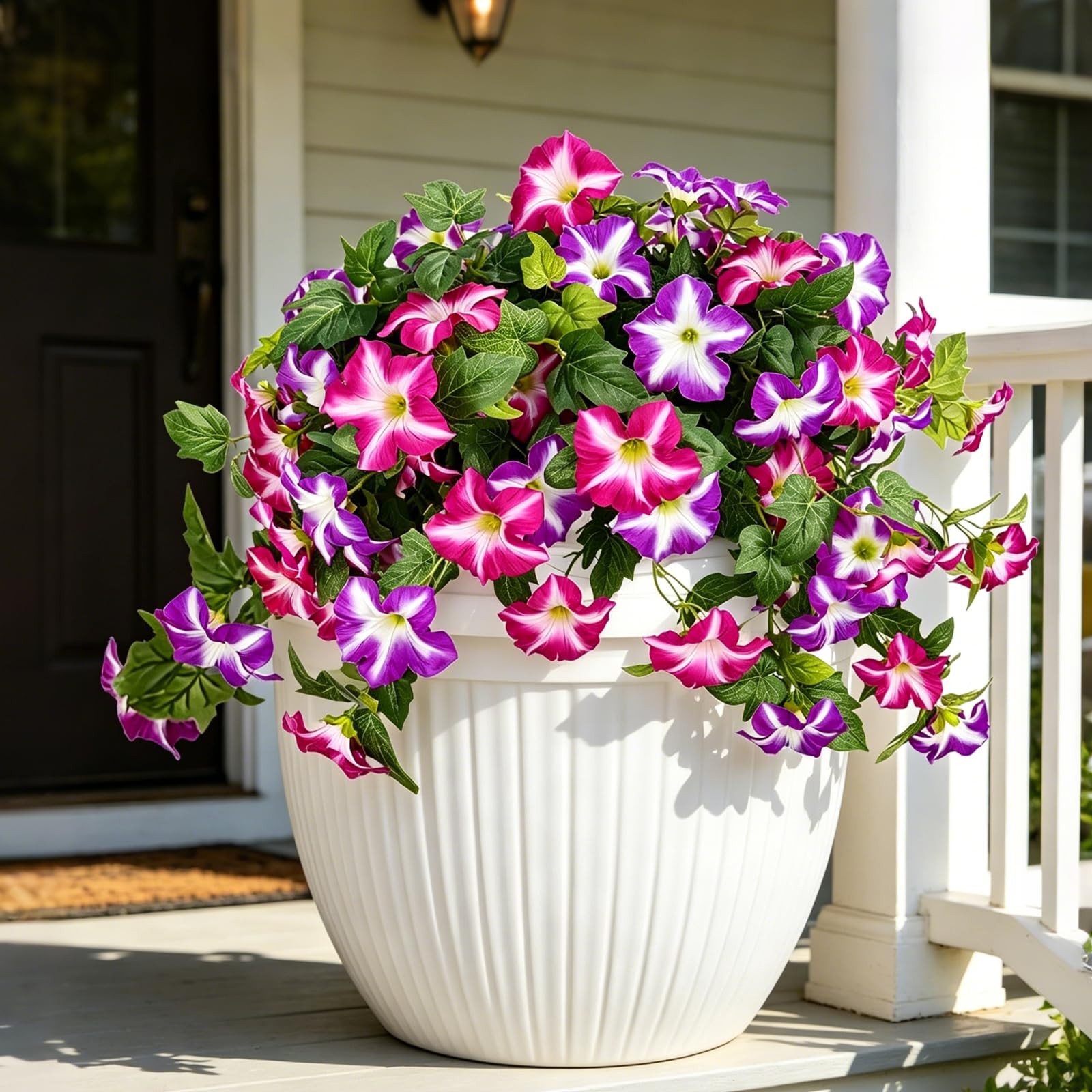 2 Pcs Artificial Handing Petunia Flowers for Outdoors, Artificial Fake Flower…
