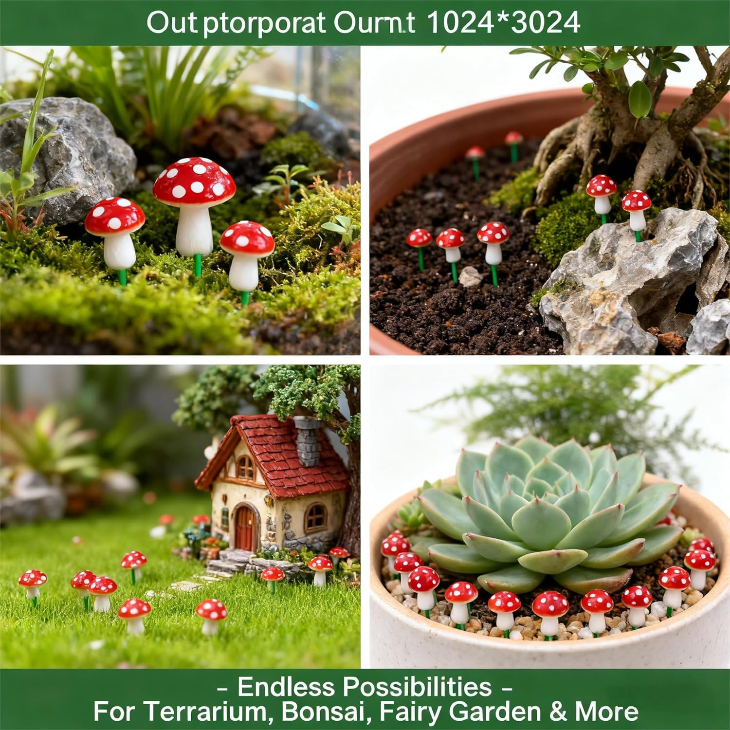 Terrarium Decorations Mushrooms Mini: 100PCS Realistic Moss Accents for Bonsai L