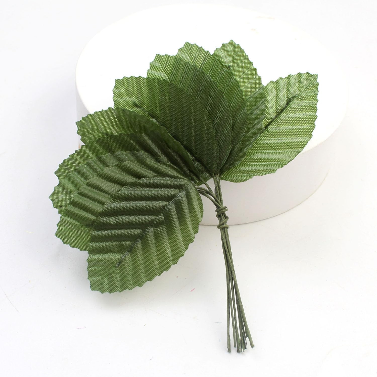 200PCS Artificial Silk Green Leaves 11cm Fake Faux Wired Single Leaf Green Ar…