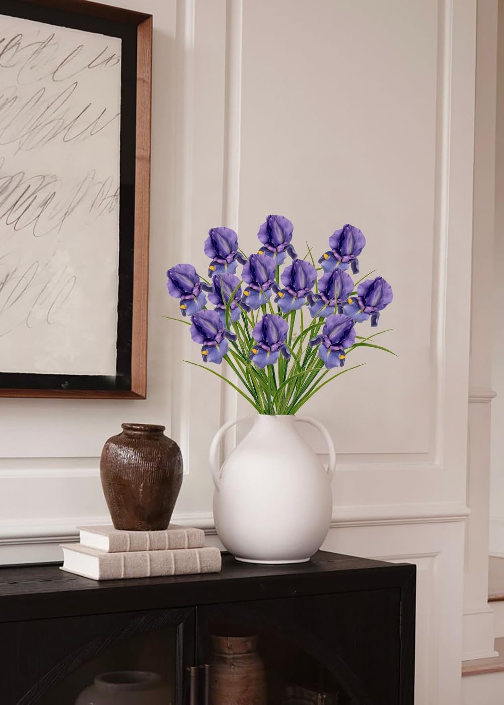 Iris Flowers Artificial 5 Pcs Real Touch Long Stems Iris Flowers 23.6″ Silk I…