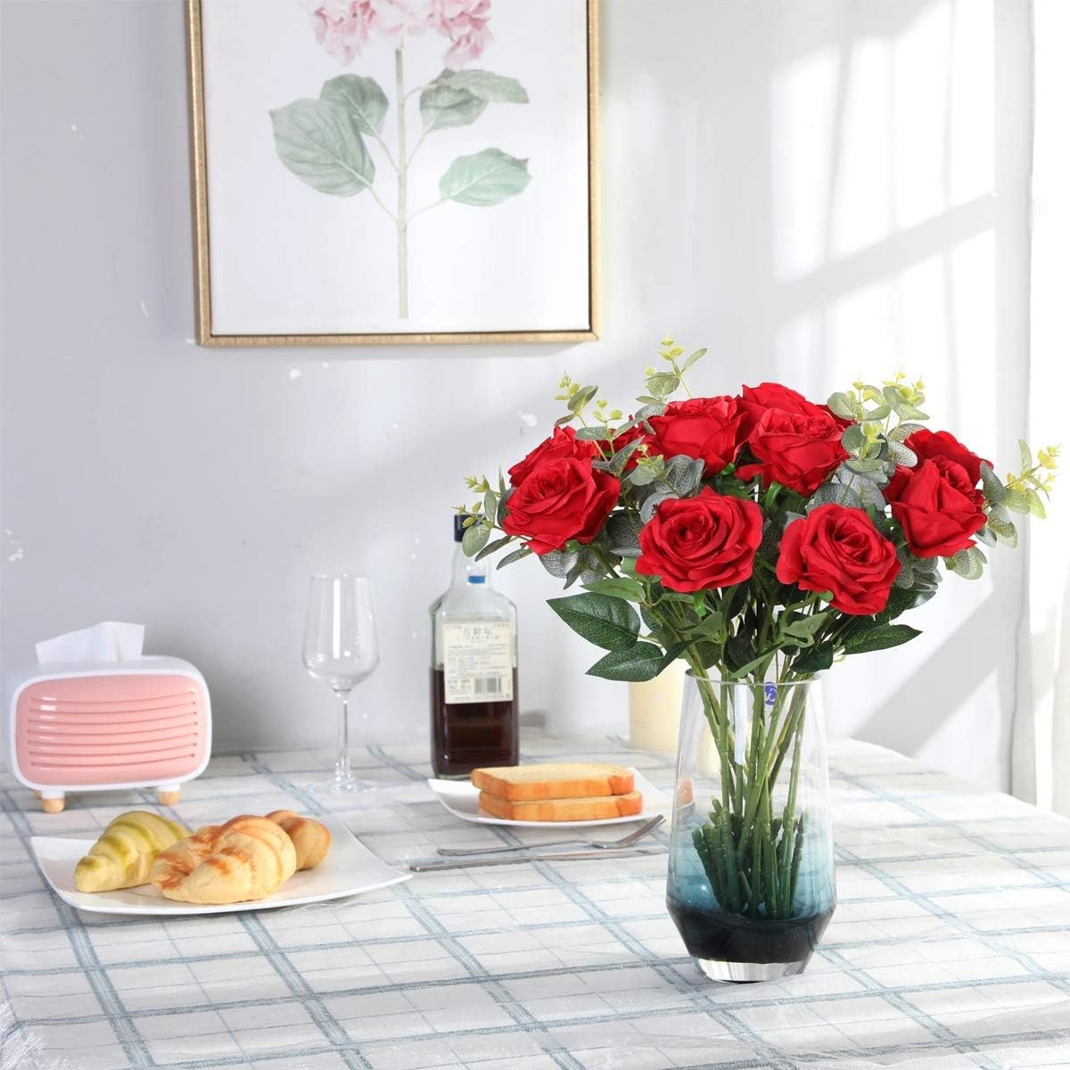 10-Piece Artificial Red Roses – Luxurious Silk Flowers for Weddings & Gifts