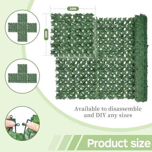 Artificial Ivy Privacy Fence Screen,UV 39.4″x158″ Green Sweet Potato Leaves