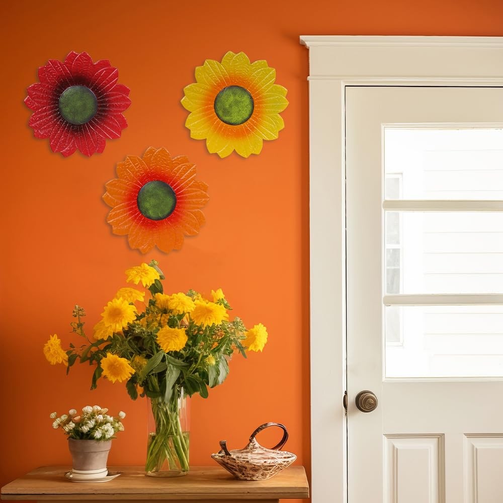 YEAHOME Sunflower Wall Decor – 9 inch 9*1.2*11in, 9″-3 Pack-Sunflower 503