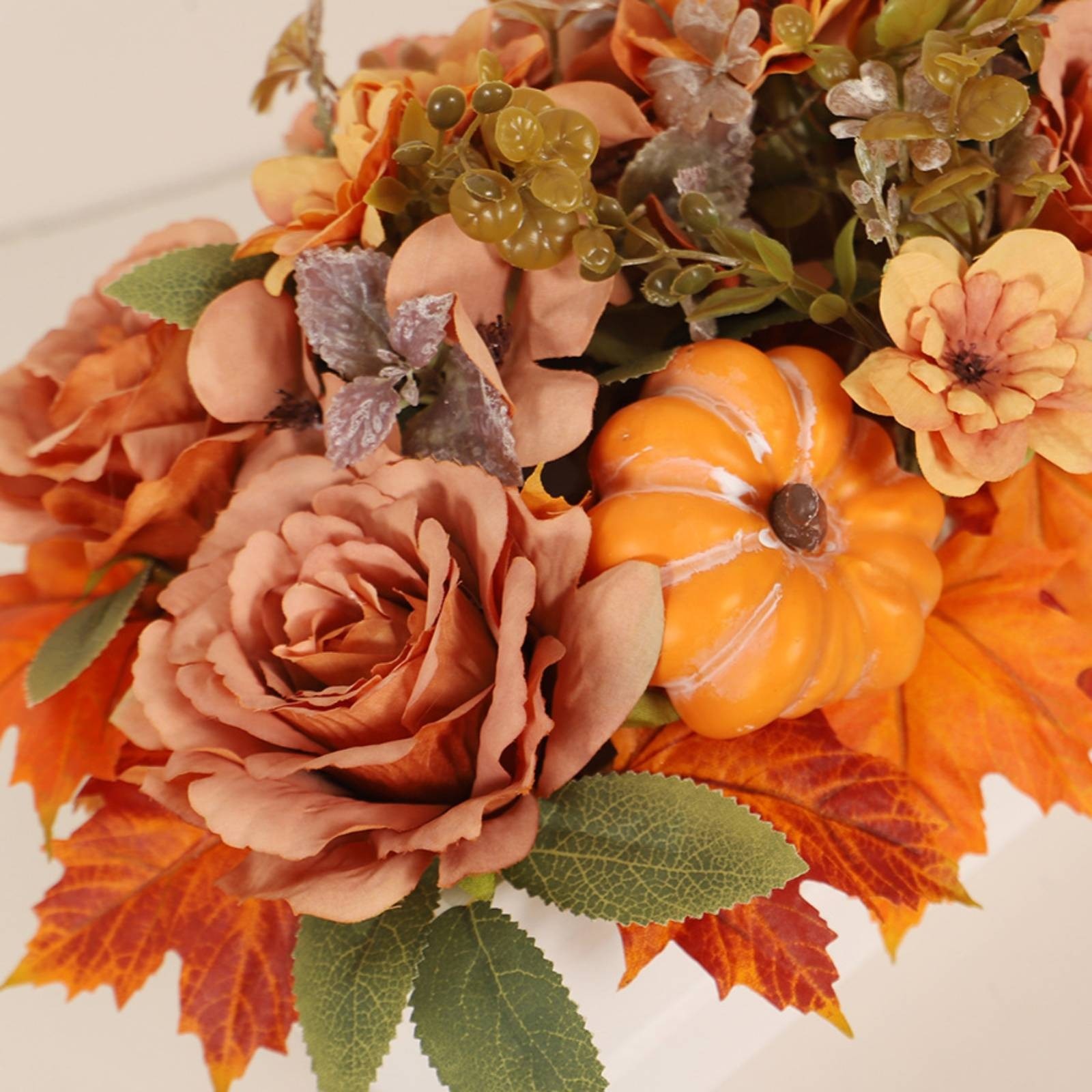 Fall Desktop Centerpiece Mixed Foliage Seasonal Decor Lightweight