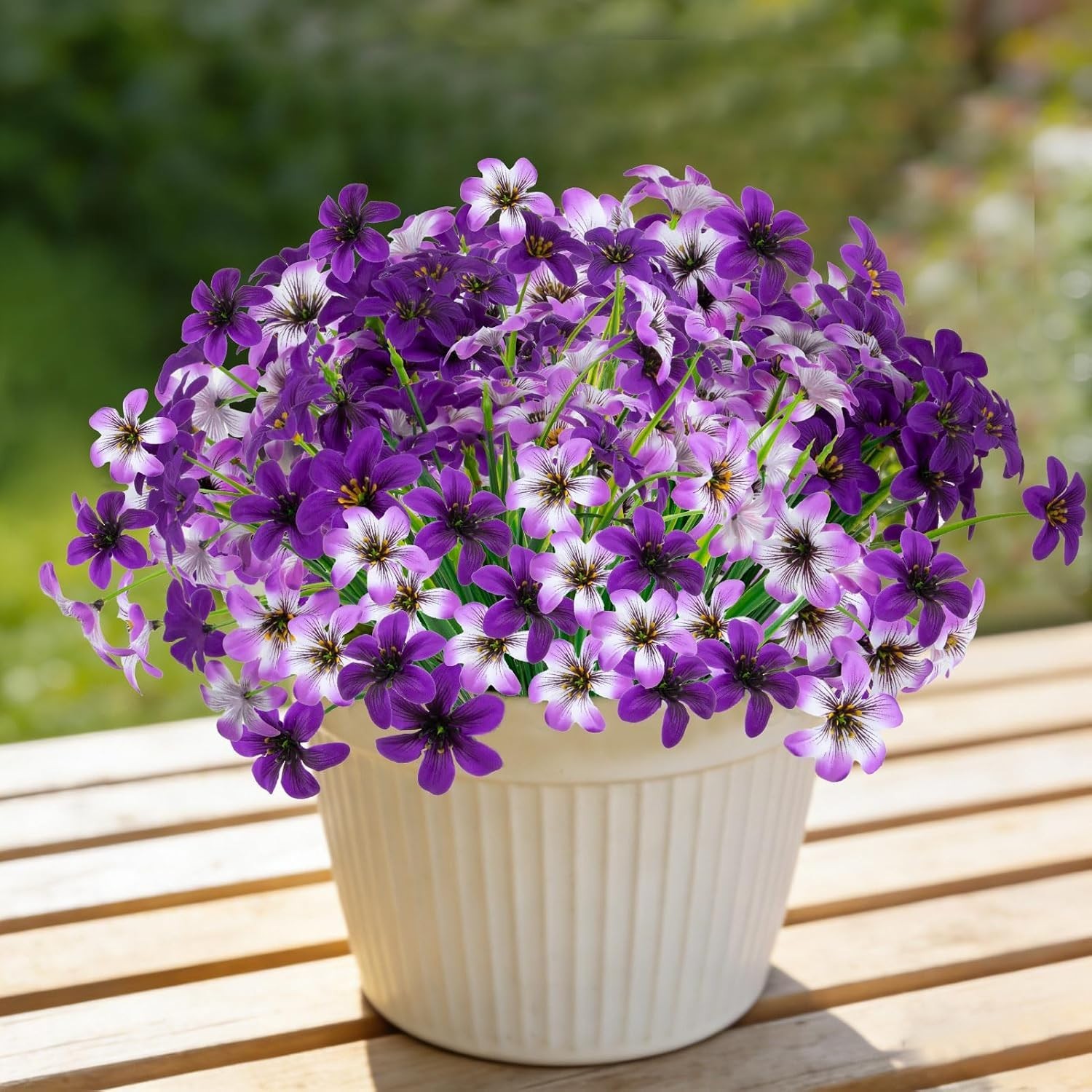 16 Bundles Artificial Flowers, UV Resistant Fake Pansy Silk Flowers, Realisti…