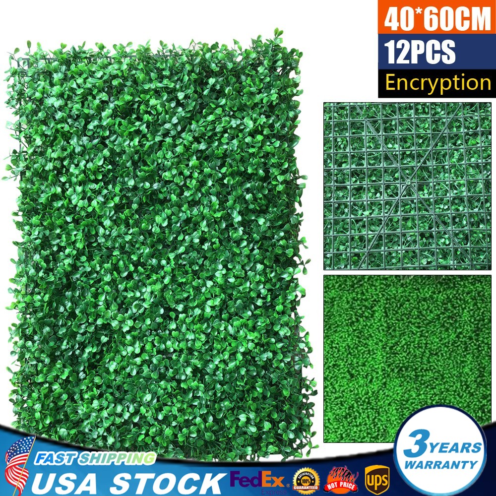 12 Pcs Artificial Plant Wall Mat Greenery Hedge Grass Fence Panel Decor 60x40cm
