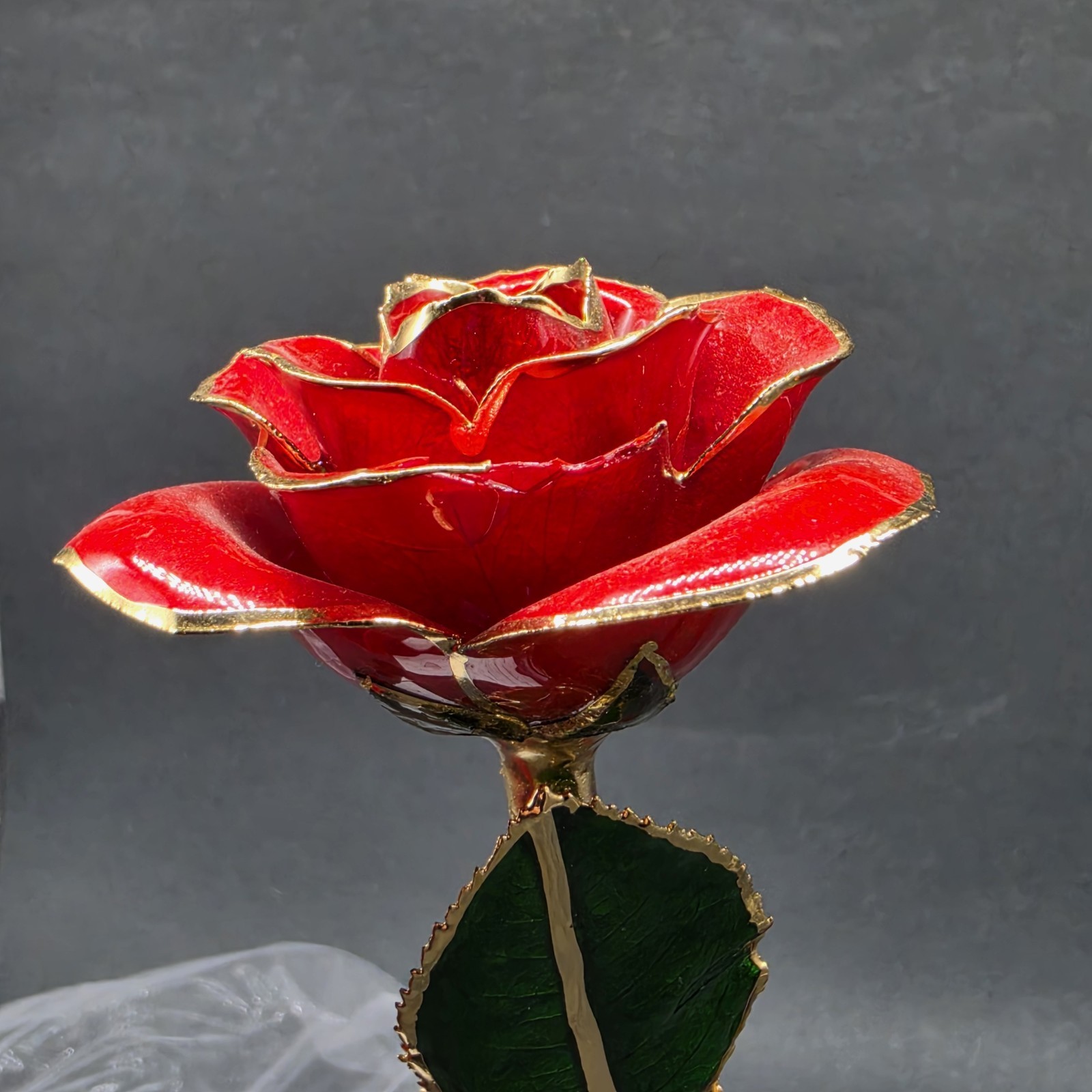 Sinvitron 24K Gold Dipped Real Rose (Red) With Heart Stand & SGS COA Certificate