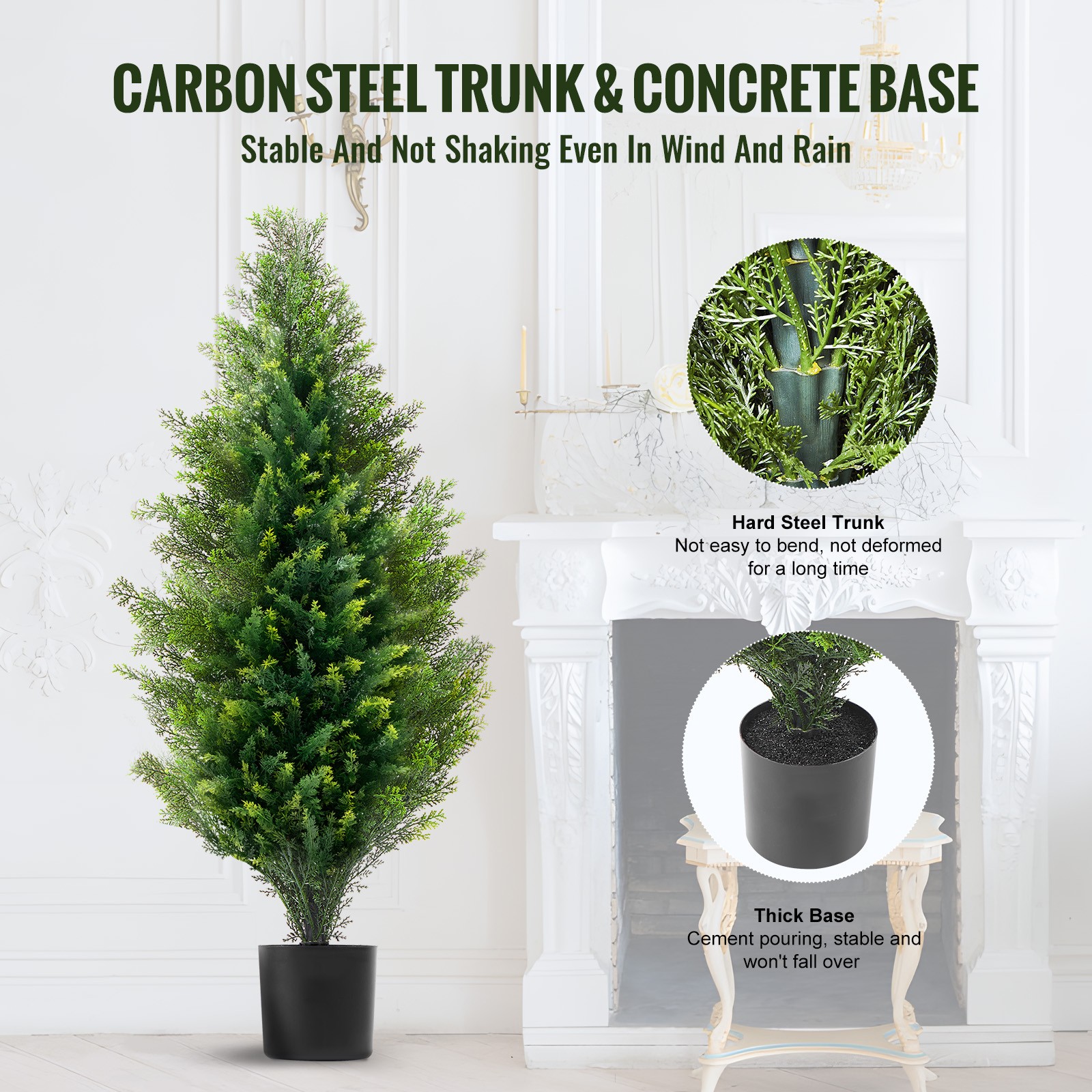 Uimoso Set of 2 Artificial 3′ Cedar Trees for Indoor and Outdoor Decoration