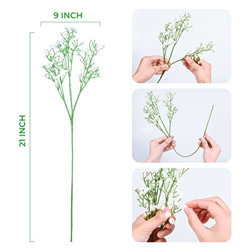 Babys Breath Artificial Flowers,12 Pcs Gypsophila Faux Flowers for 12pcs White