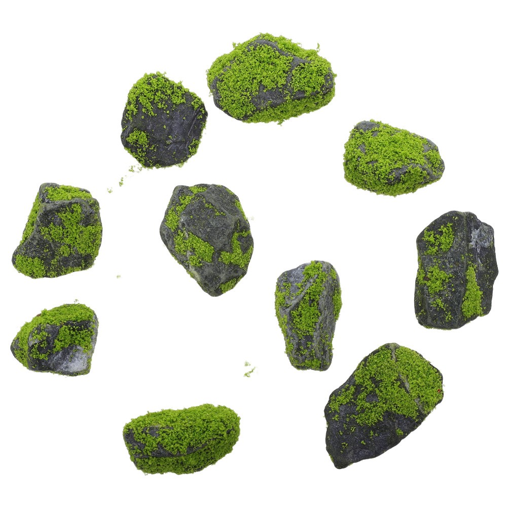 10pcs Artificial Moss Rocks: Faux Garden Moss Stones for Aquarium and