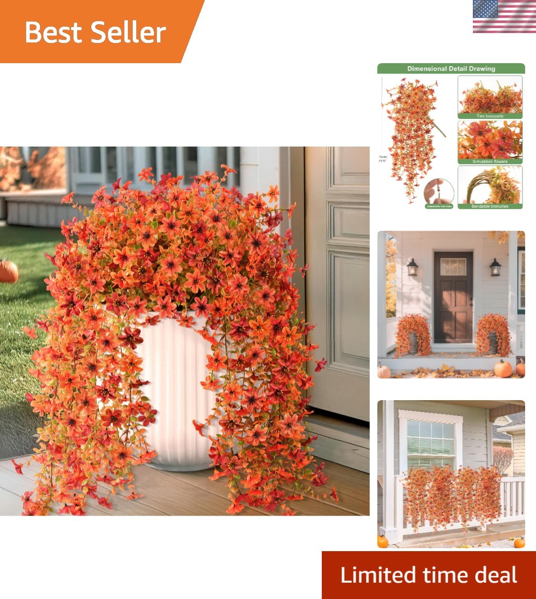 Lifelike Silk Fall Flowers with UV Protection – Perfect for Indoors & Outdoors