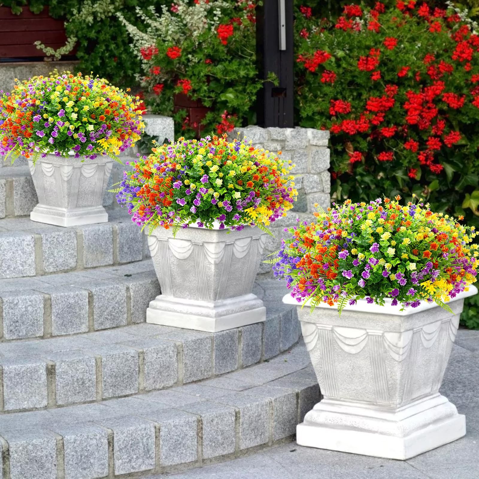 20 Bundles Artificial Flowers for Outdoors UV Resistant Fake Flowers Realistic F