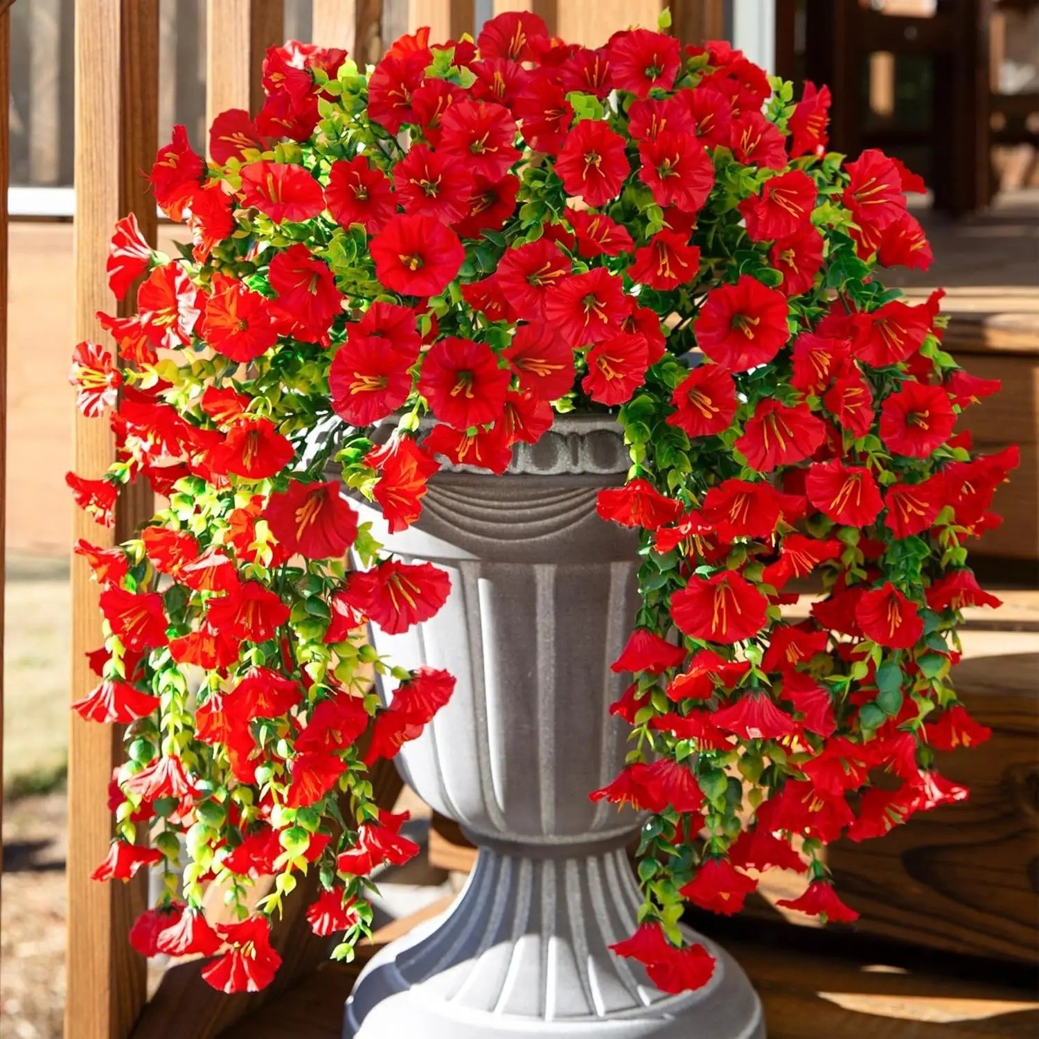1PC Artificial Morning Glory Vines UV Resistant Hanging Flowers Outdoor Decor