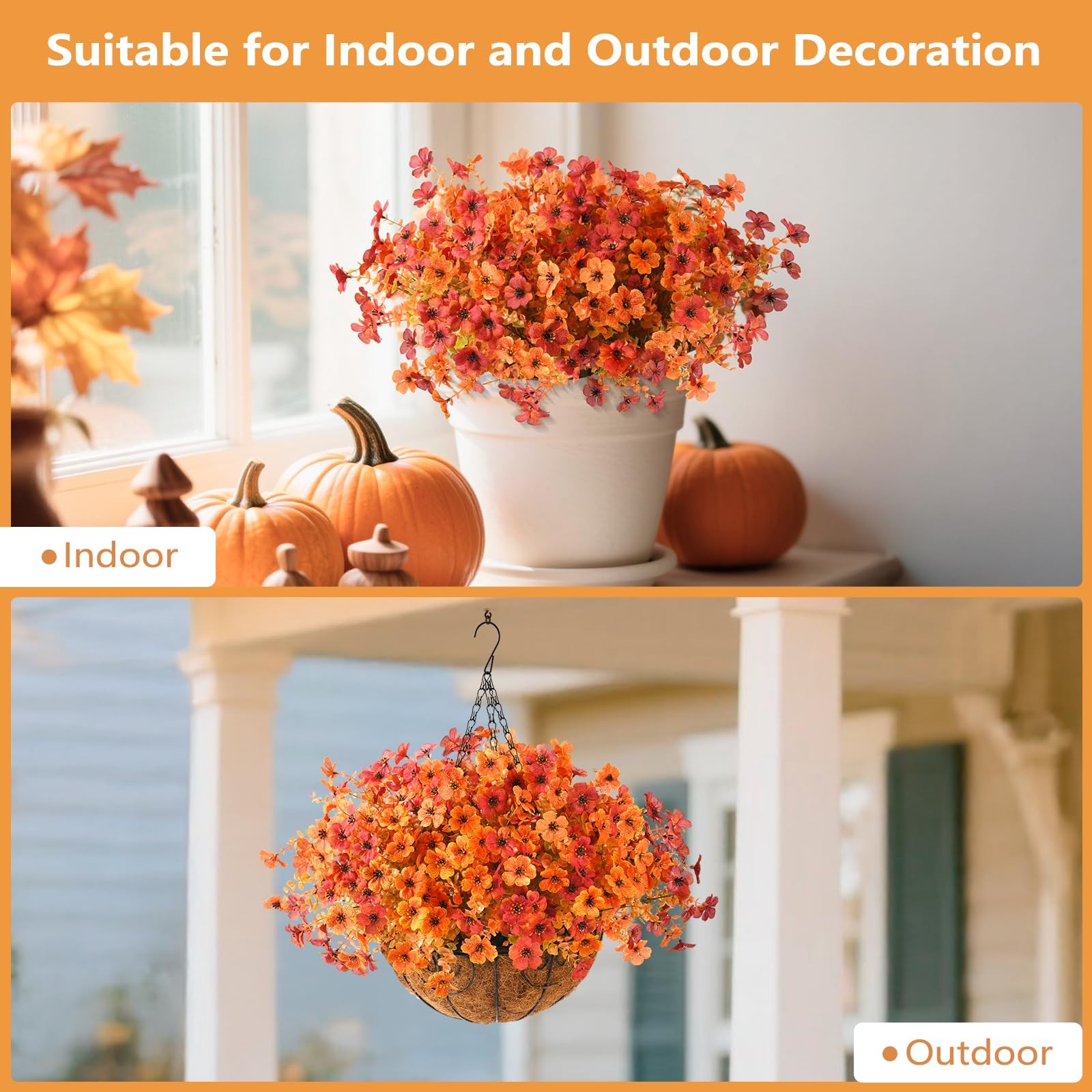 Artificial Fall Flowers for Outdoor, 12 Bundles Multicolor Fake Fall Plants …