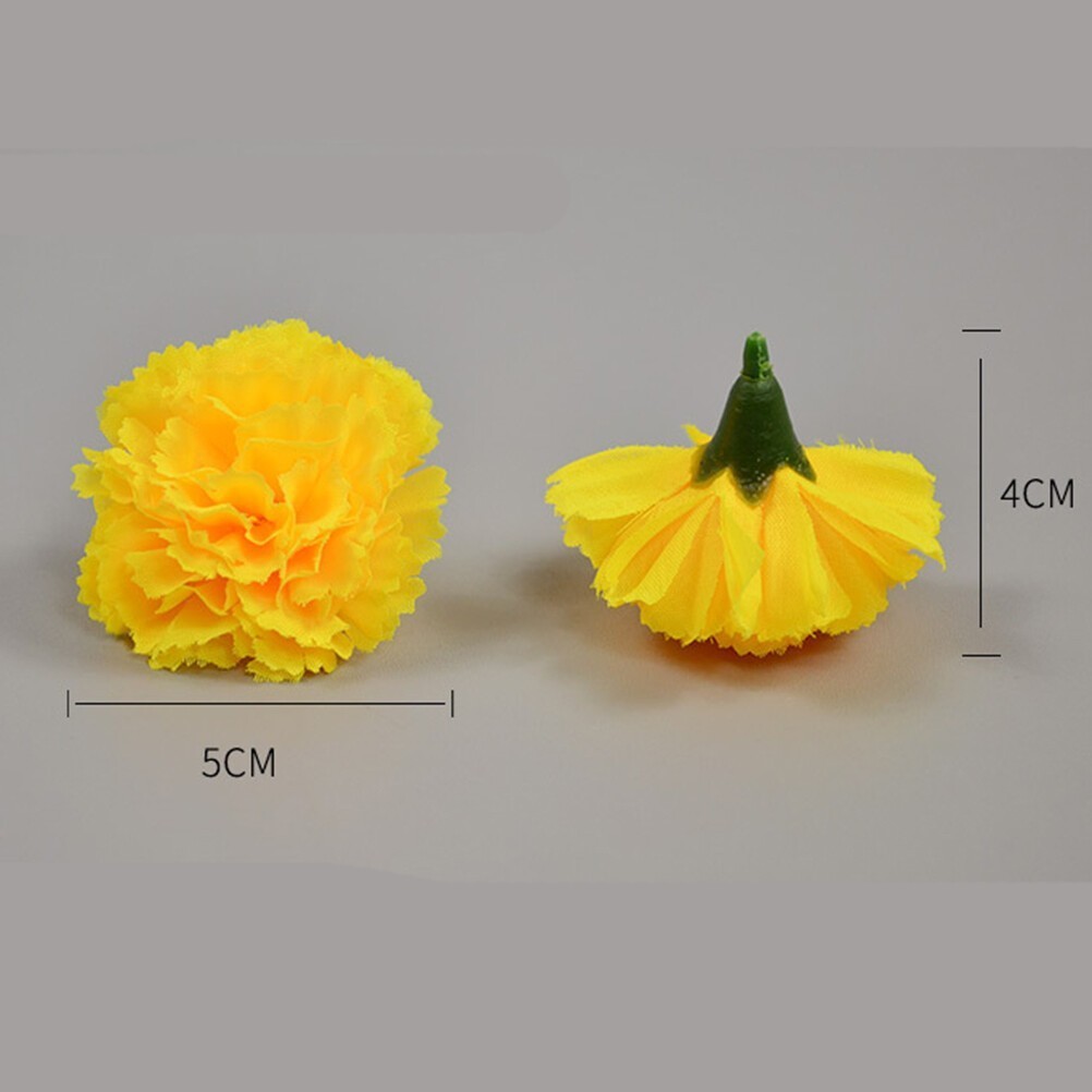 50Pcs Marigold Artificial Flower for Diwali Home Decor DIY Wreath Garland Craft