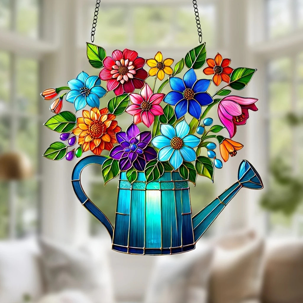 1Pcs 8In 2D Acrylic Colored Summer Plant Light-Collecting Device Flower Pot Wind