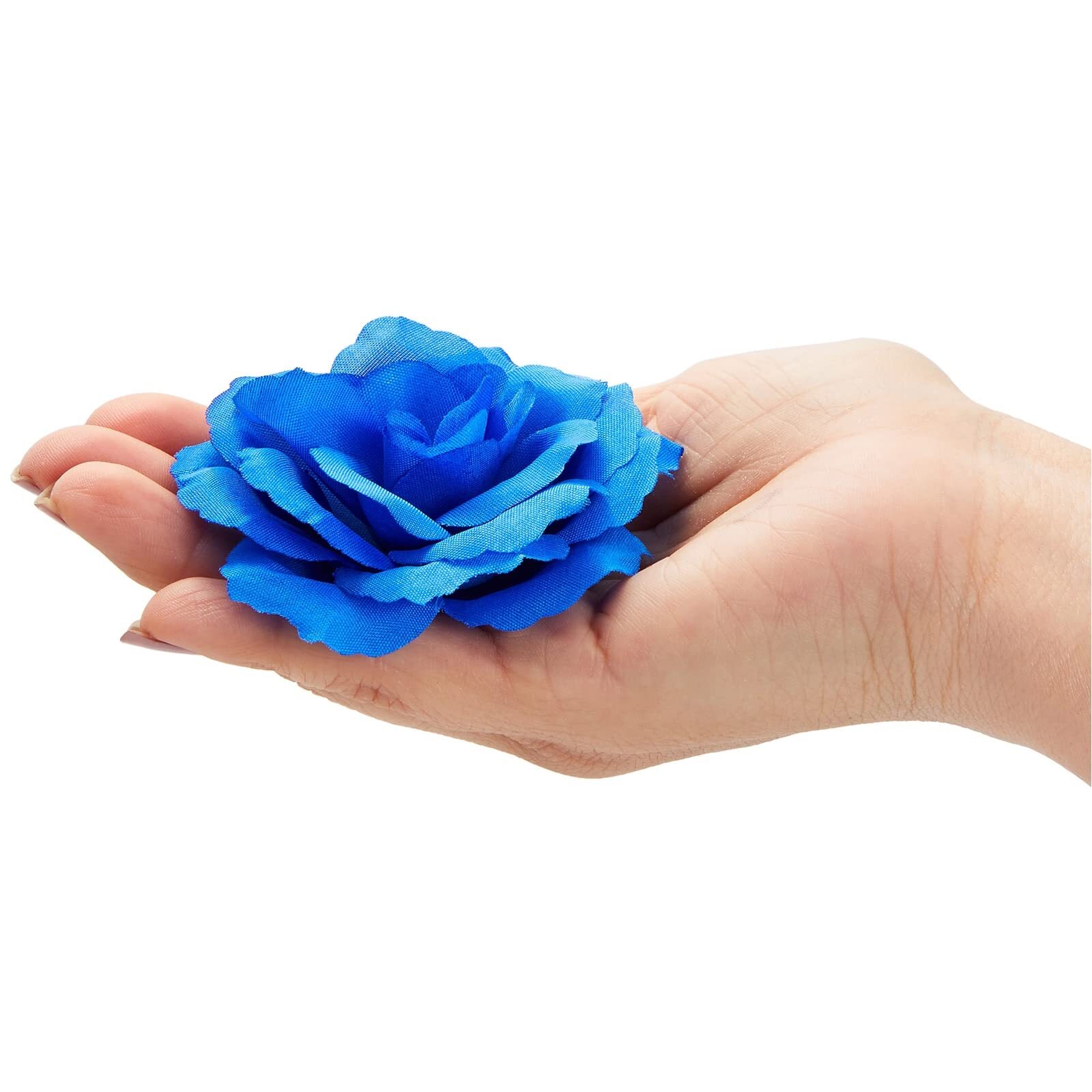 50 Pack 3 In Stemless Silk Roses Artificial Flowers for Wedding Decor, Champagne