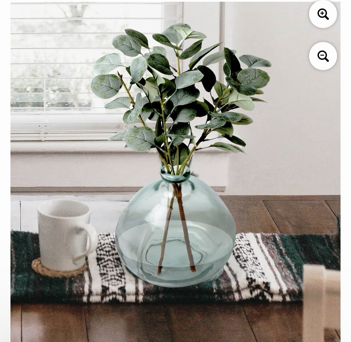 Better Homes & Gardens 12″ Artificial Green Eucalyptus in Blown Glass Vase