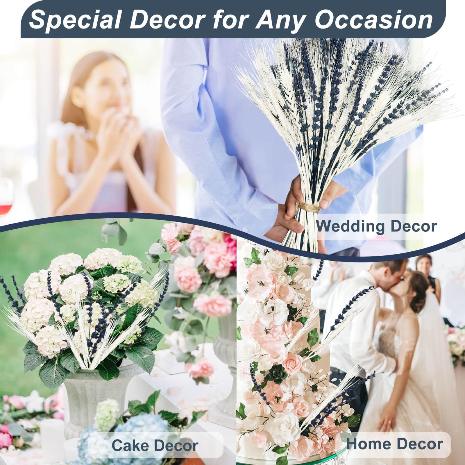 Dried Lavender & Wheat Flowers Bundle – 17” Real Fresh Preserved Lavender Fl…