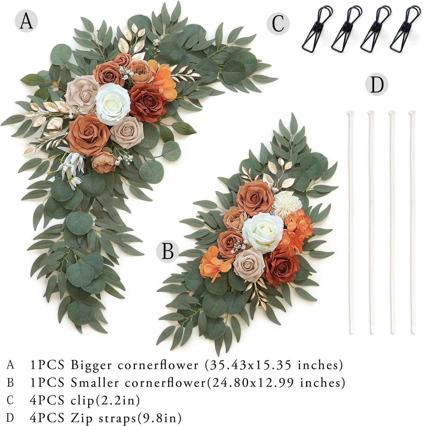 Olalaka Artificial Flower Swag Set of 2 for Wedding Welcome Signs Floral Decorat
