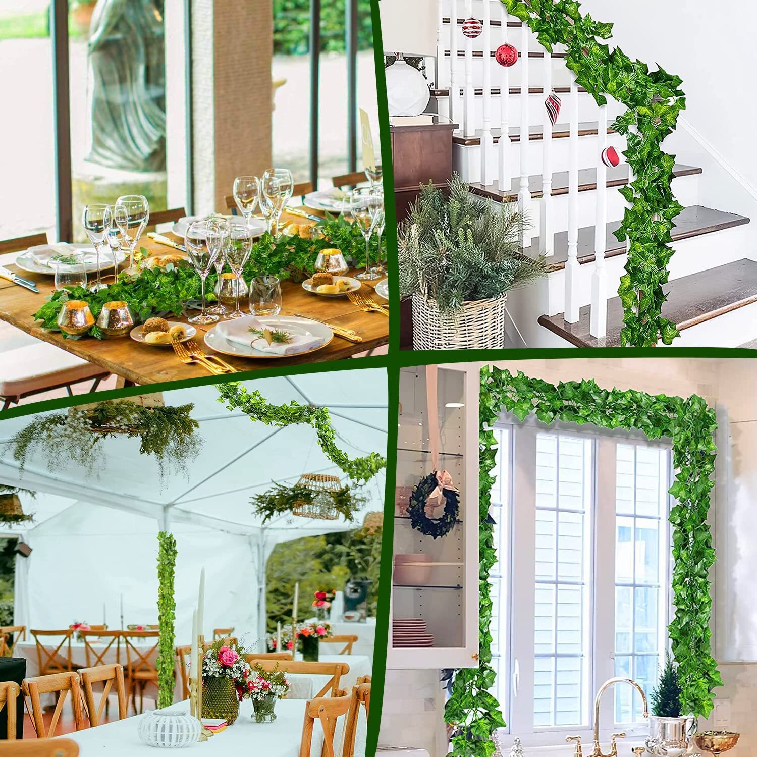 24PCS Artificial Ivy Leaf Plants Fake Hanging Garland Plants Vine Home Decor USA